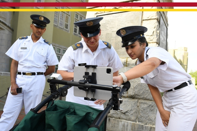 Engineering students at VMI test their app-driven cart.