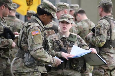 VMI Army ROTC cadets discuss training mission during Fall FTX 2021