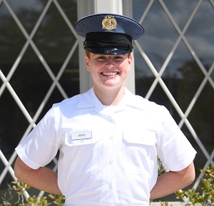 Peay Merit Scholarship winner poses in VMI cadet uniform.