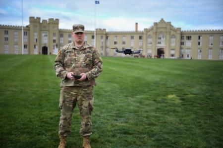 Students part of the Drone Club at VMI, a military college in Virginia