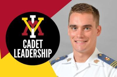 VMI Cadet Leadership feature image with headshot of regimental commander, Cadet Blake Smith '23