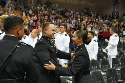 Students commissioning into the six military branches at VMI, a military college in Virginia.