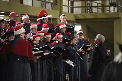 VMI cadets perform holiday Carols in the Courtyard during Spirit Night at VMI.