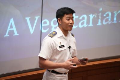 Josh Cheung presents his senior thesis during VMI's honors week.